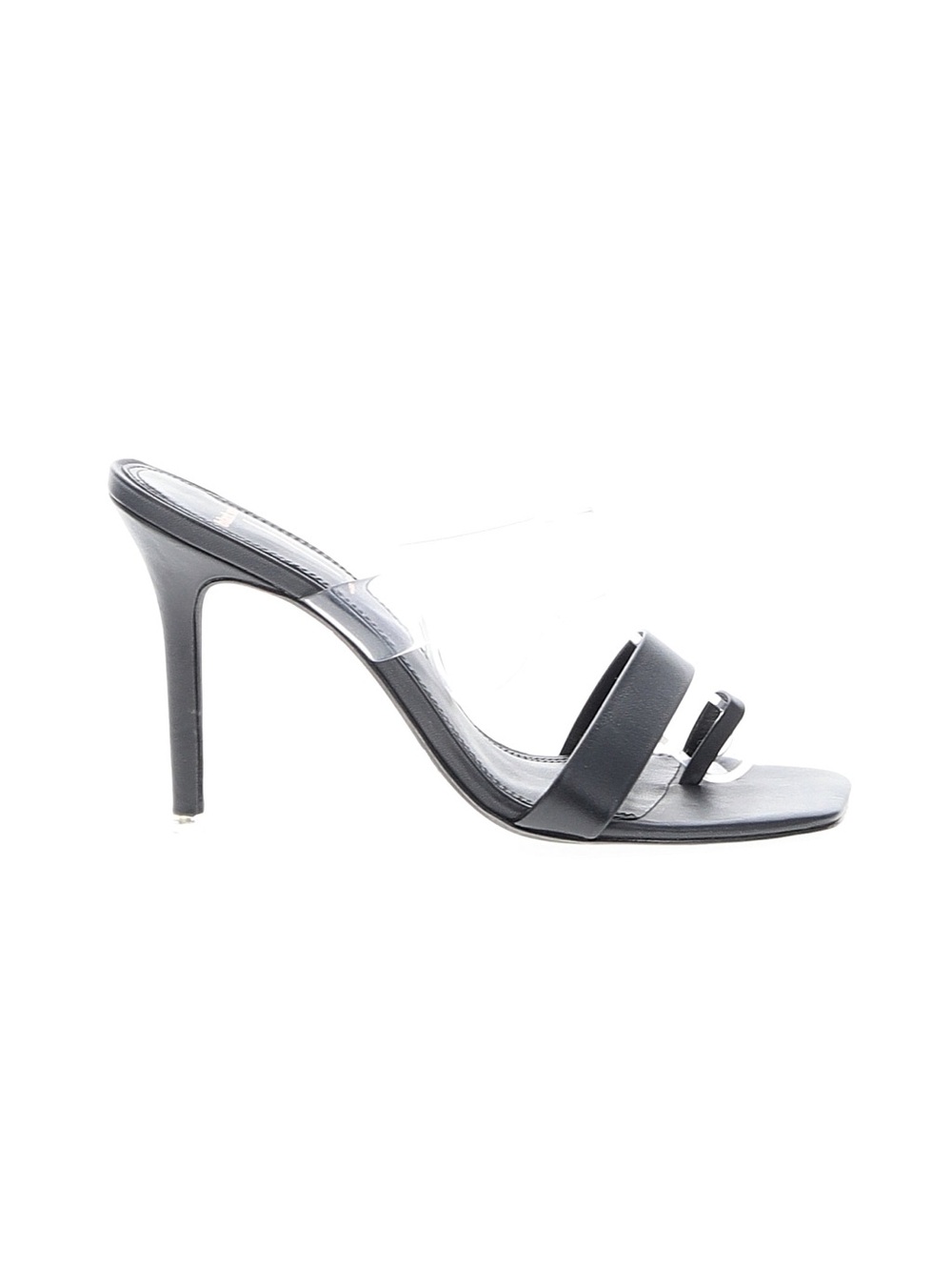 Chic Black Stiletto Slide with Double Front Straps